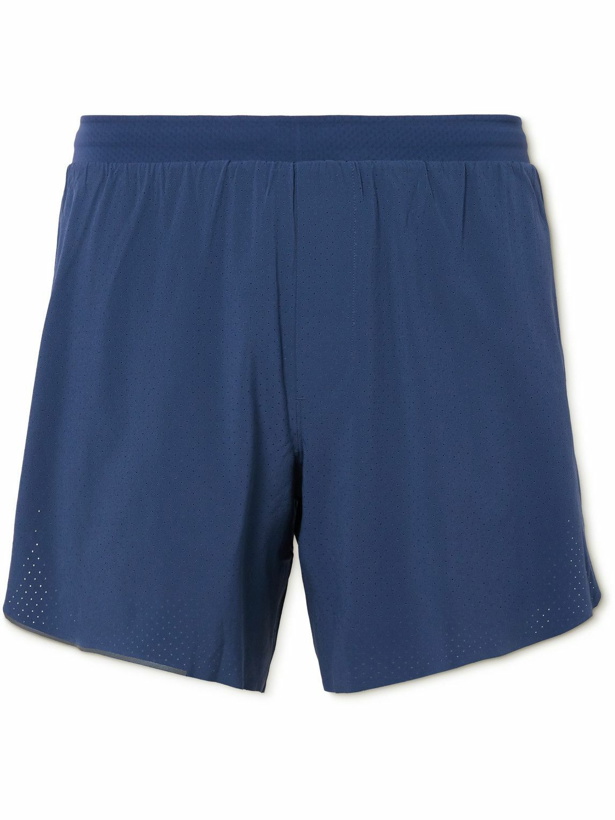 Photo: Lululemon - Fast and Free 6&quot; Straight-Leg Stretch Recycled-Jersey Running Shorts - Blue