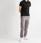 MONCLER - Slim-Fit Contrast-Tipped Logo-Appliquéd Cotton-Piqué Polo Shirt - Black