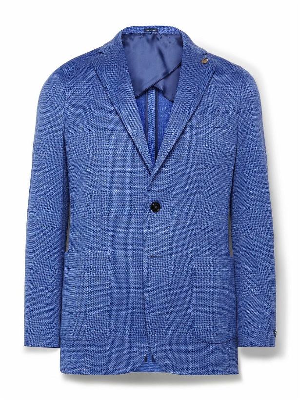 Photo: Peter Millar - Holden Slim-Fit Checked Wool, Silk and Linen-Blend Blazer - Blue