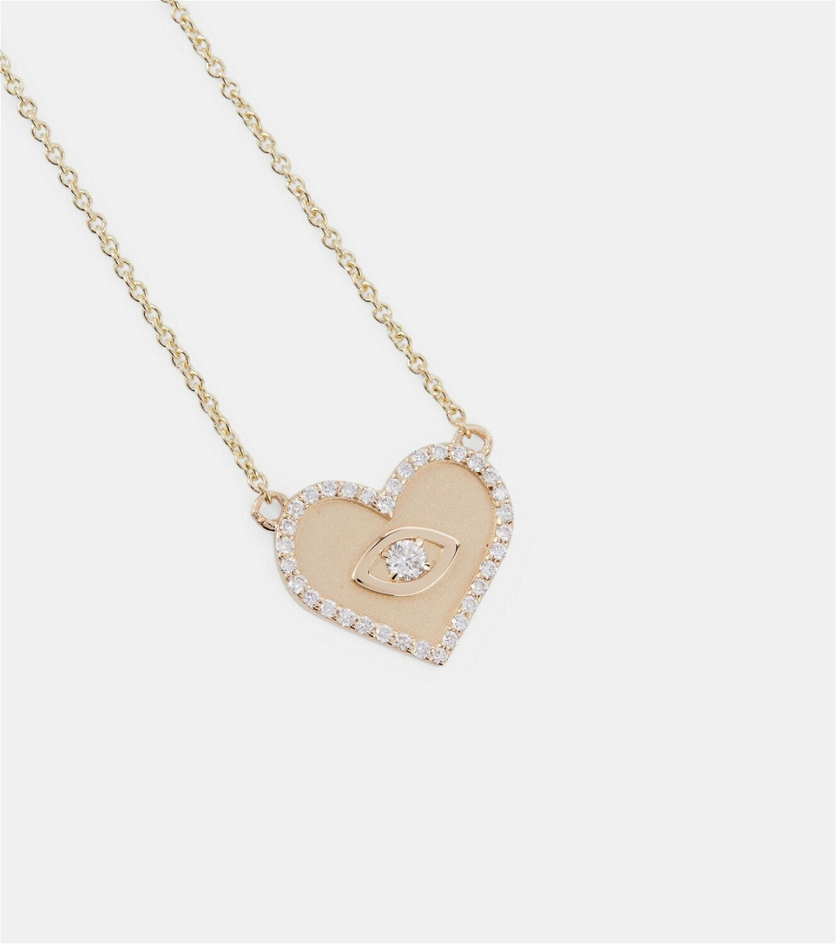 Sydney Evan Heart Marquis Eye 14kt gold necklace with diamonds