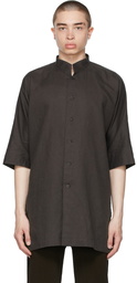 Homme Plissé Issey Miyake Brown Cotton Linen Long Shirt