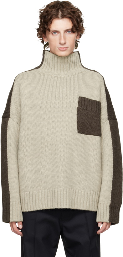 Photo: JW Anderson Khaki Two Tone Patch Pocket Turtleneck