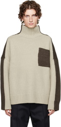 JW Anderson Khaki Two Tone Patch Pocket Turtleneck