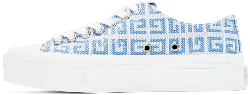 Givenchy White & Blue 4G City Low-Top Sneakers Givenchy