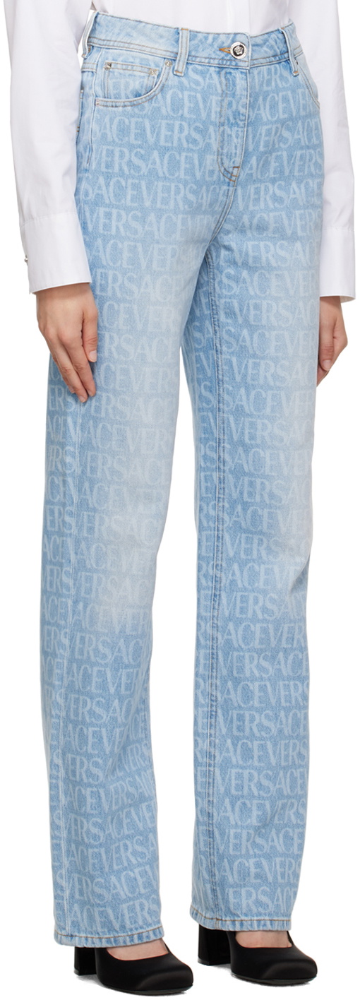Versace Blue Allover Jeans Versace Versace Blue Allover Jeans Versace