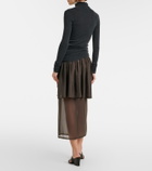 Lemaire Draped semi-sheer silk midi skirt