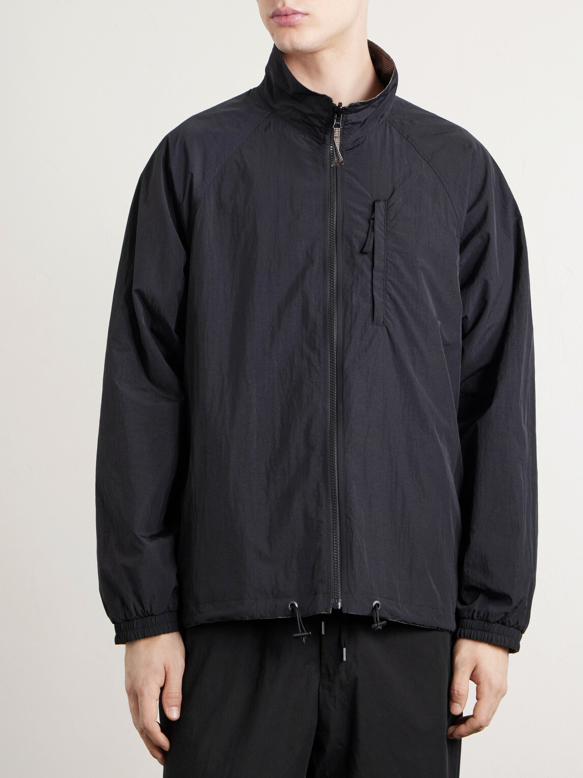 ATON - Reversible Checked Silk-Taffeta Jacket - Brown