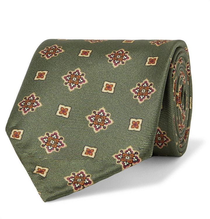 Photo: Rubinacci - 6cm Printed Silk-Twill Tie - Green