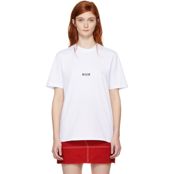 MSGM White Mini Logo T-Shirt MSGM