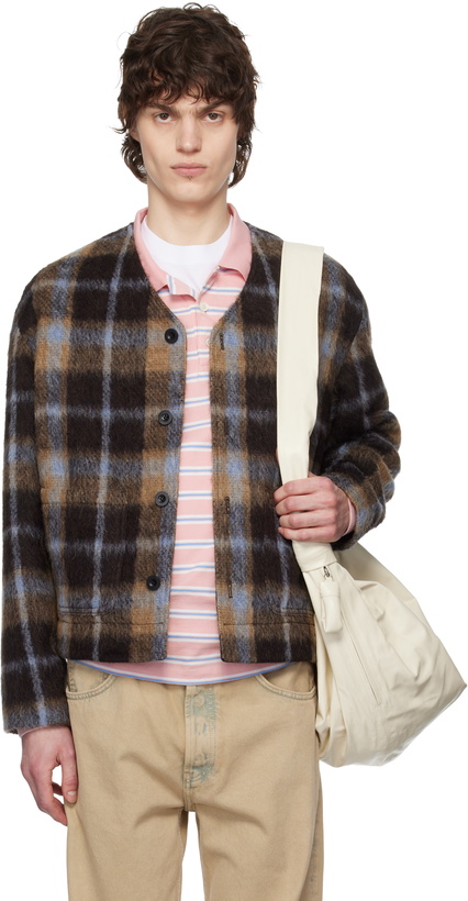 Photo: Tonywack Brown Check Wool Mohair Cardigan