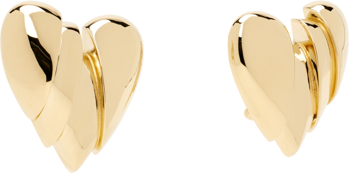 Amina Muaddi Gold Heartbreaker Earrings