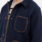 Universal Works Men's Wool Fleece Blanket Field Jacket in Navy