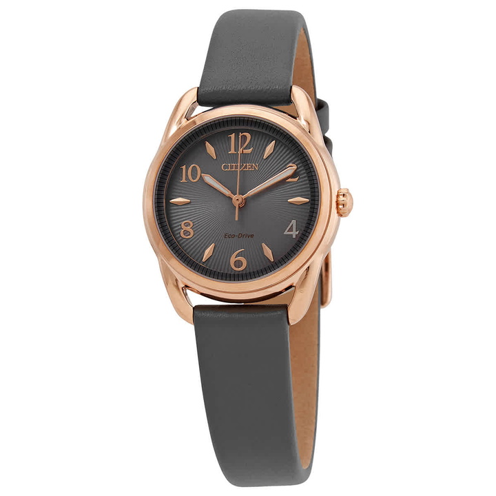 Photo: Citizen Drive Grey Dial Gray Leather Ladies Watch FE1218-05H