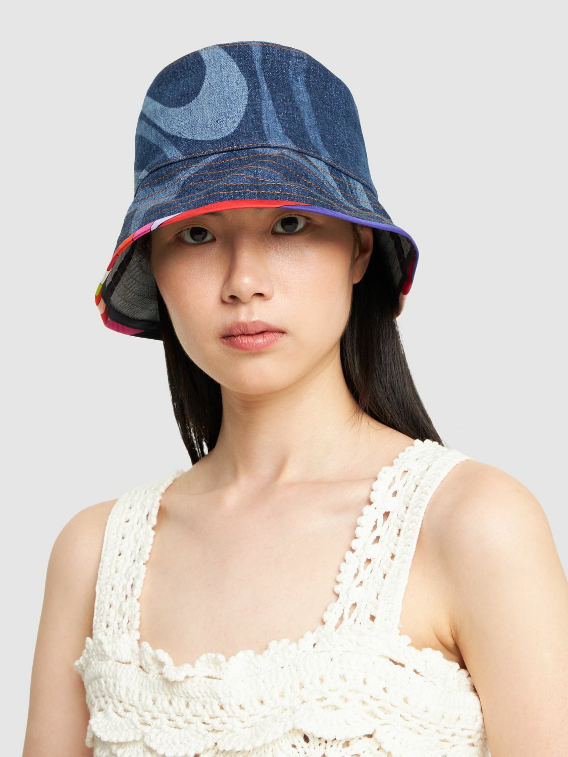 PUCCI Lasered Denim Bucket Hat Emilio Pucci