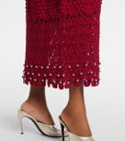 Rabanne Embellished crochet cotton midi dress