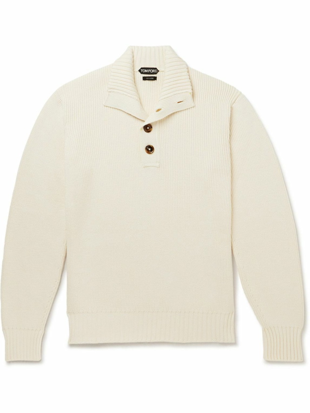Photo: TOM FORD - Ribbed Wool and Silk-Blend Rollneck Sweater - Neutrals