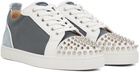 Christian Louboutin Blue & Gray Louis Junior Spikes Sneakers