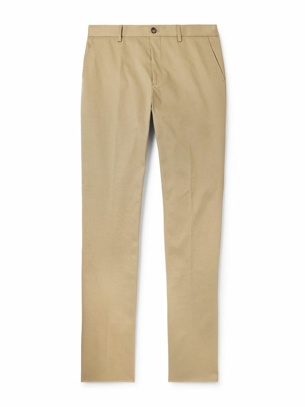 Photo: Etro - Roma Slim-Fit Straight-Leg Stretch-Cotton Twill Trousers - Neutrals