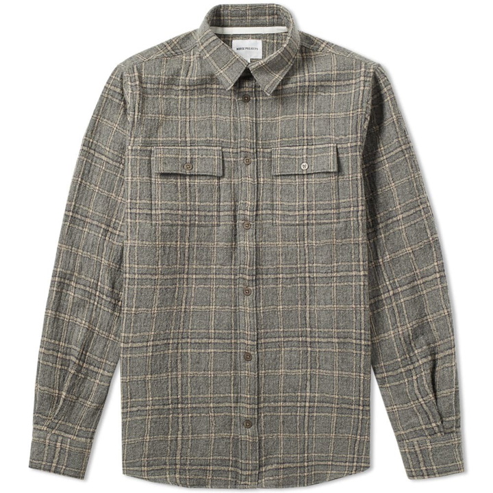 Photo: Norse Projects Villads Heavy Brushed Check Shirt Grey