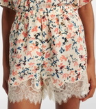 Ulla Johnson Noella floral lace-trimmed silk shorts