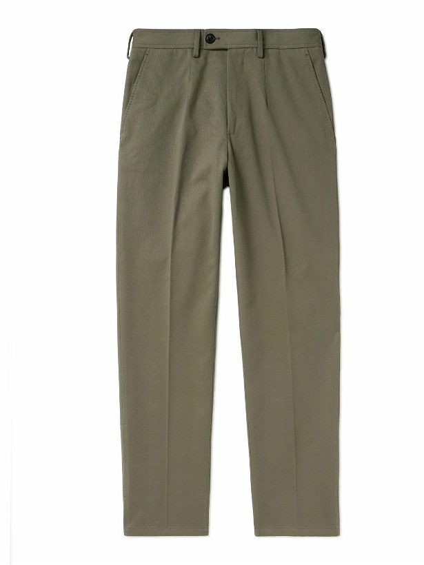 Photo: Purdey - Tapered Pleated Cotton-Twill Trousers - Green