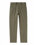 Purdey - Tapered Pleated Cotton-Twill Trousers - Green