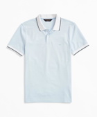 Brooks Brothers Men's Slim Fit Stretch Striped-Trim Polo Shirt | Chambray