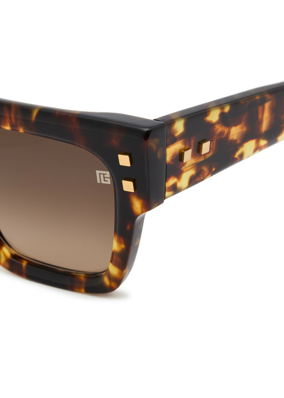 Balmain Eyewear B-army Rectangle-frame Sunglasses - Brown Havana - One Size