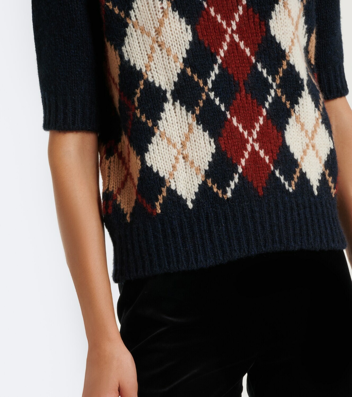 Khaite Lisa argyle cashmere and mohair sweater