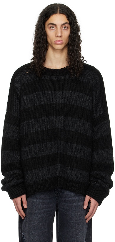Photo: MASTERMIND WORLD Black Distressed Sweater