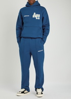 Annie Hood College Straight-leg Cotton Sweatpants Navy