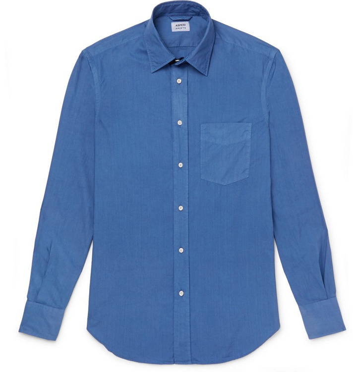 Photo: Aspesi - Slim-Fit Garment-Dyed Cotton-Poplin Shirt - Men - Blue