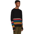 Prada Black Half-Striped Wool Sweater