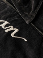 KAPITAL - Sham Convertible Embroidered Cotton-Velvet Bomber Jacket - Gray