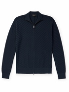 Brioni - Cotton, Silk and Cashmere-Blend Zip-Up Sweater - Blue