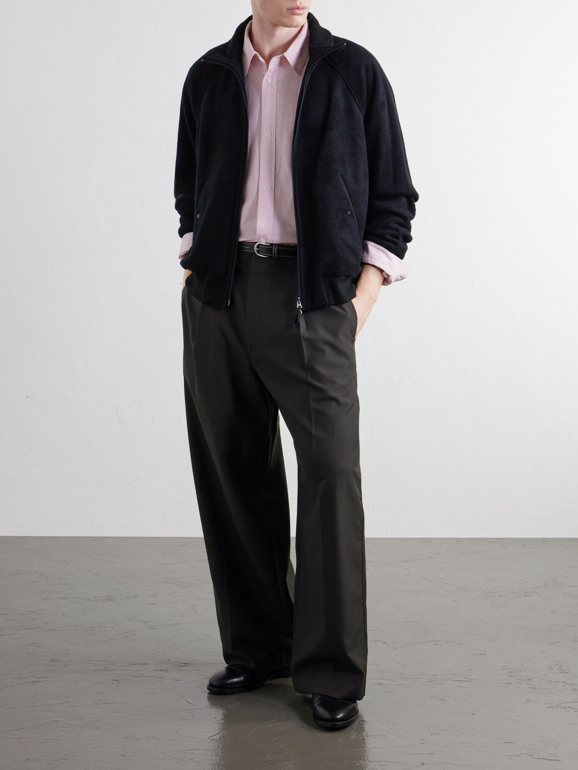 ATON - Silk And Wool-Blend Fleece Jacket - Black