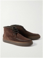 Brioni - Shearling-Lined Suede Chukka Boots - Brown