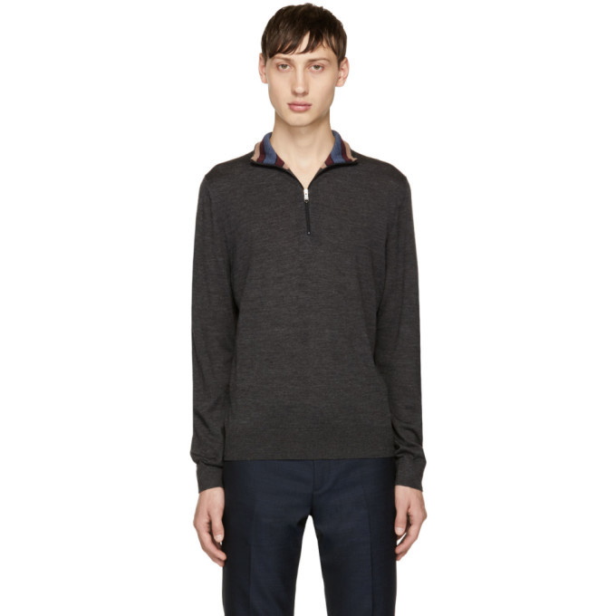 Photo: Paul Smith Grey Merino Half-Zip Turtleneck