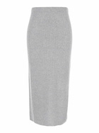 TwinSet Midi Grey Skirt With Logo Patch In Knit Woman