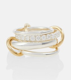 Spinelli Kilcollin - Luna 18kt gold and sterling silver linked rings with white diamonds