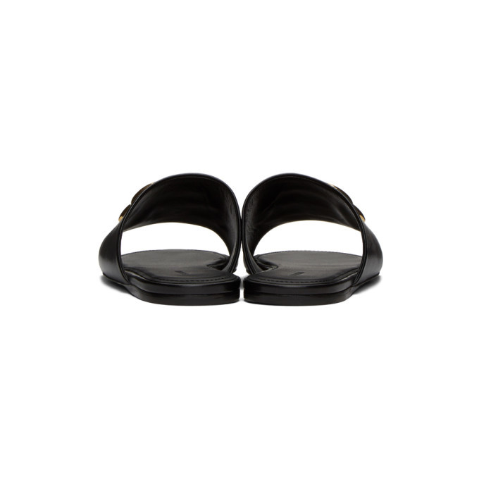 Balenciaga Black Oval BB Flat Sandals Balenciaga