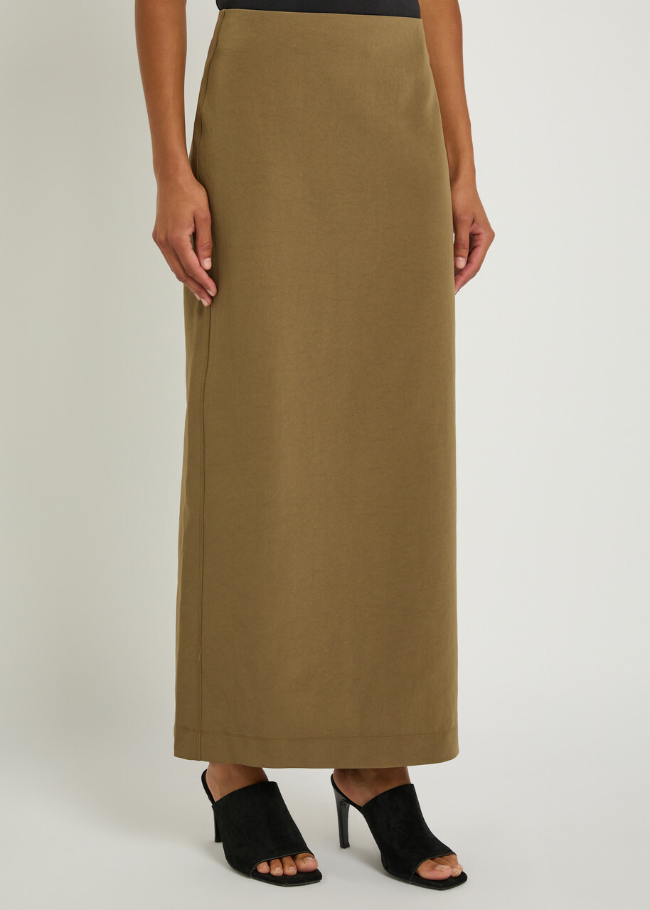 Nanushka Nya Paper-jersey Maxi Skirt Brown