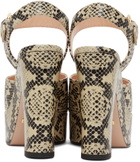 Gucci Beige & Brown Python Horsebit Heeled Sandals