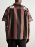 LOEWE - Paula's Ibiza Convertible-Collar Striped Printed Cotton and Silk-Blend Poplin Shirt - Brown