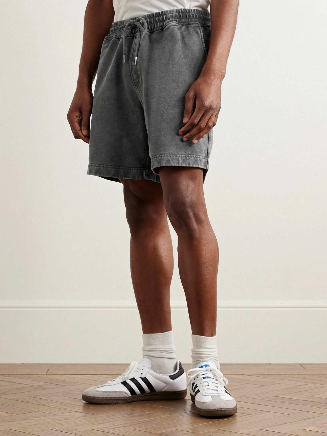 Corridor - Straight-Leg Garment-Dyed Cotton-Jersey Drawstring Shorts - Black