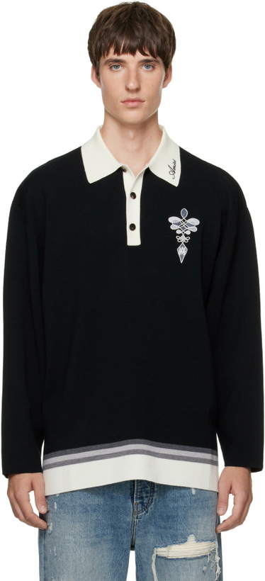 Photo: AMIRI Black Lasso Knit LS Polo