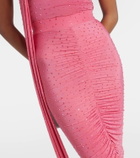 Alex Perry Embellished ruched jersey maxi skirt