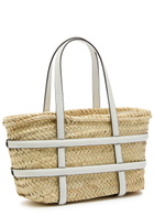 Tory Burch Ella Small Logo-embellished Straw Tote - Beige - One Size