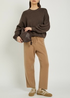 Moncler Logo-appliquéd Wool and Cashmere-blend Sweatpants Beige