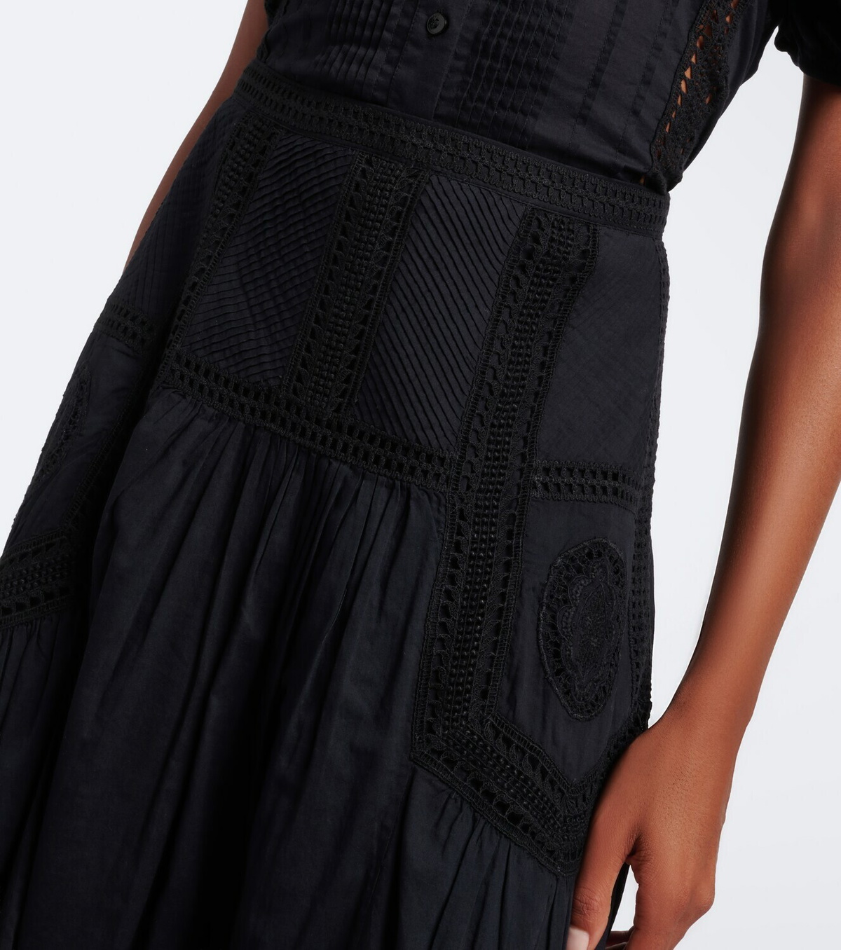 Ulla Johnson Alice embroidered tiered cotton midi skirt